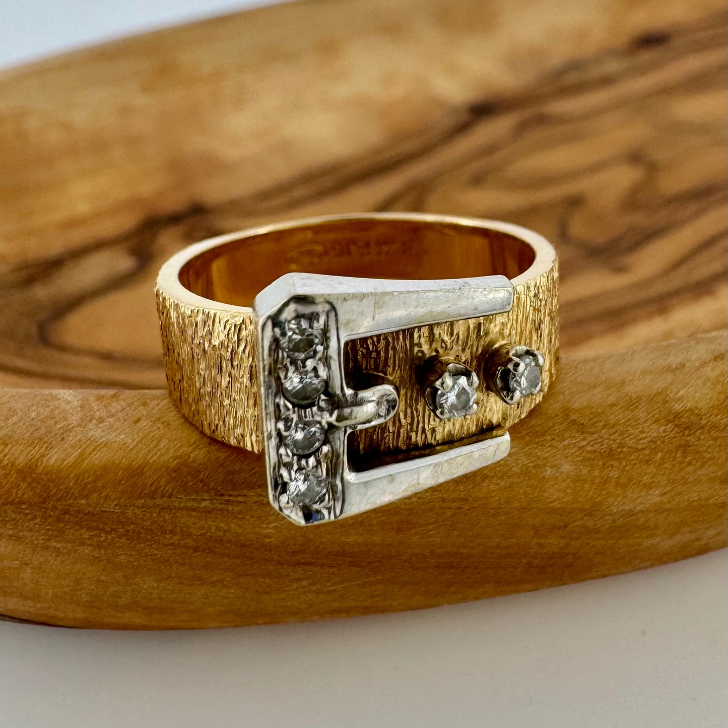 Diamond Buckle Ring - 14K Two Tone