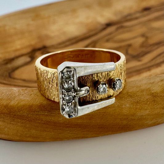 Diamond Buckle Ring - 14K Two Tone