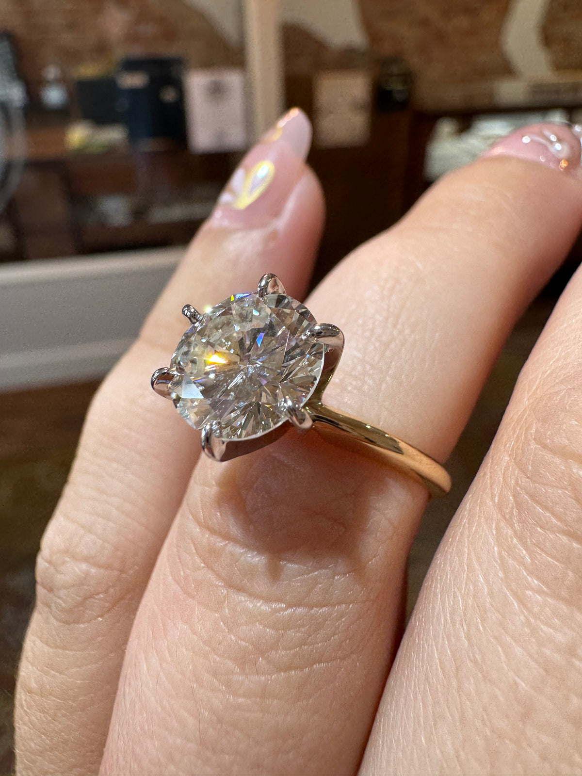 3.00ct Round Brilliant Cut Solitaire Ring - 14K Two Tone