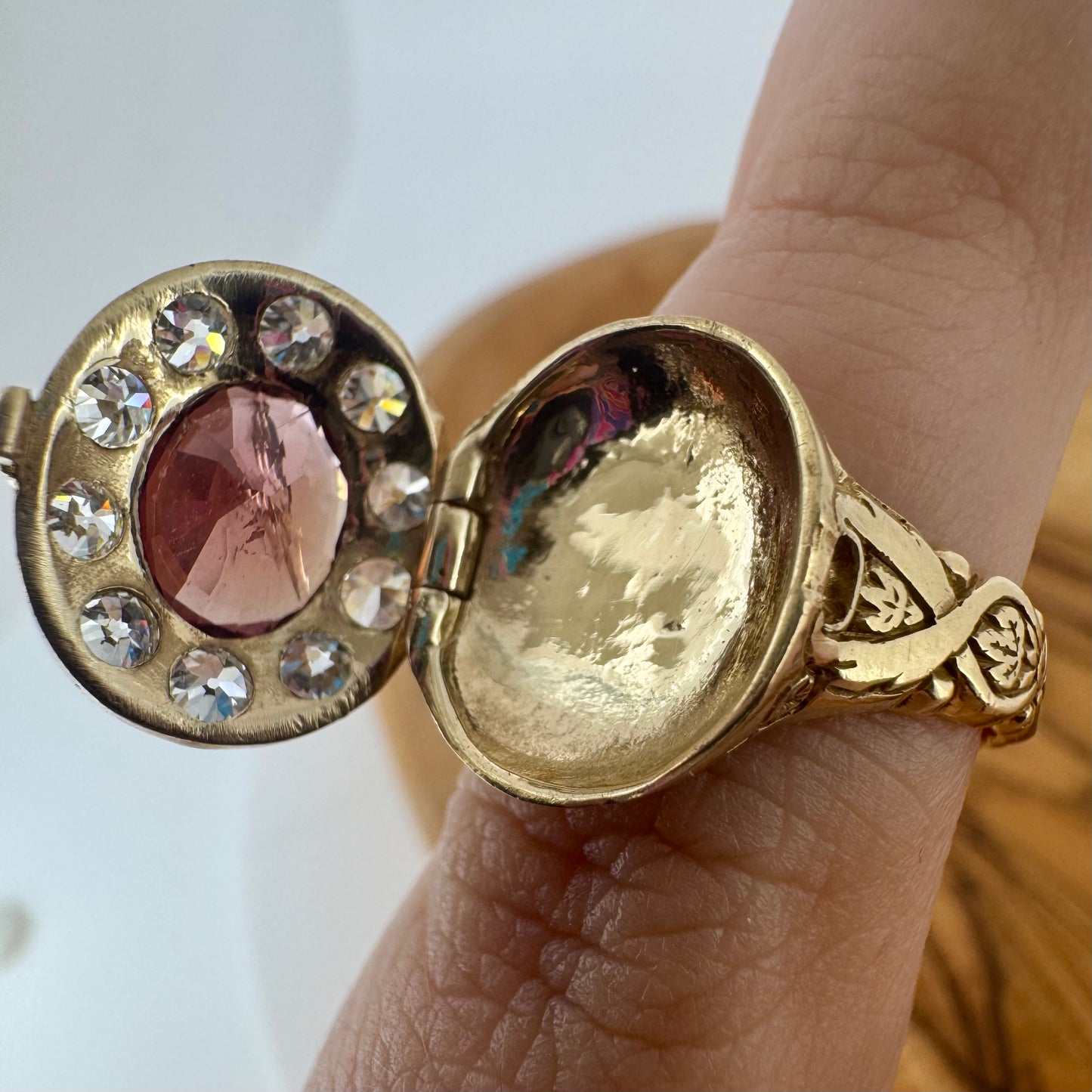Ruby and Diamond Poison Ring - 14K Yellow Gold