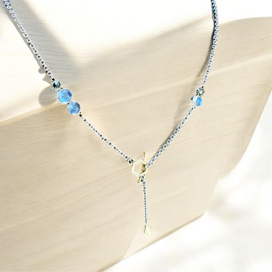 Moonstone and Sapphire Toggle Necklace - TJ Designer