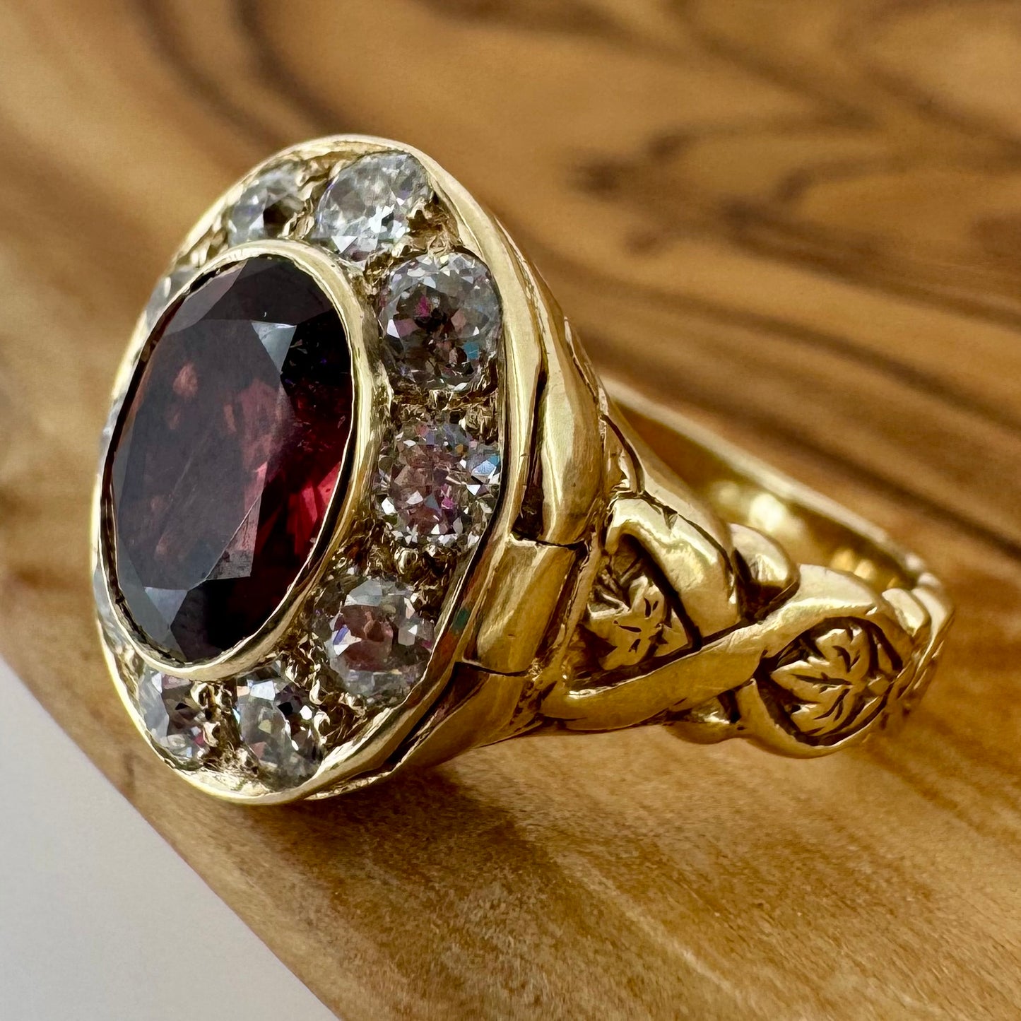 Ruby and Diamond Poison Ring - 14K Yellow Gold