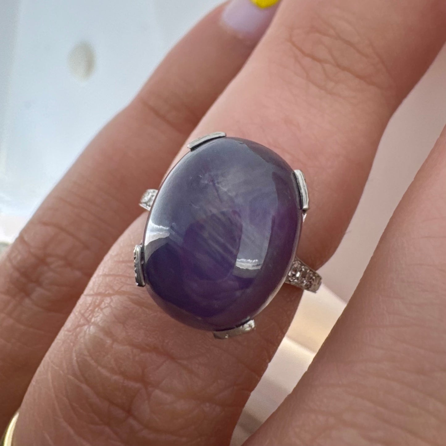 Platinum Star Sapphire Ring - Art Deco Era