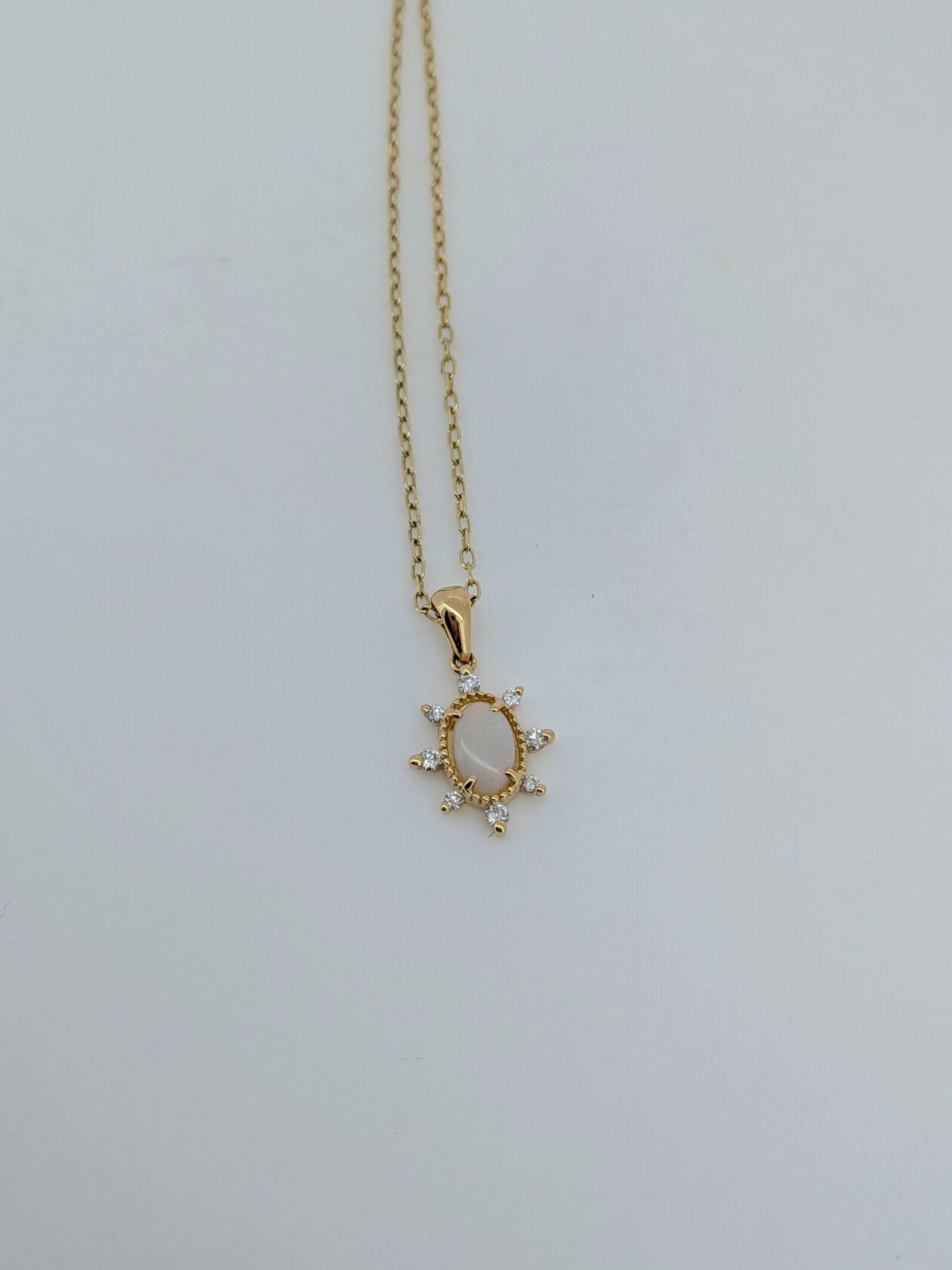 Dainty Oval Opal Necklace - 14K Yellow Gold
