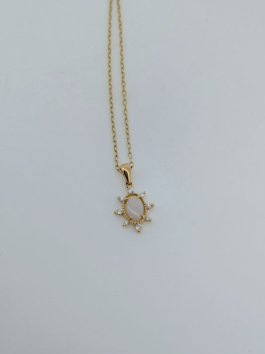 Dainty Oval Opal Necklace - 14K Yellow Gold