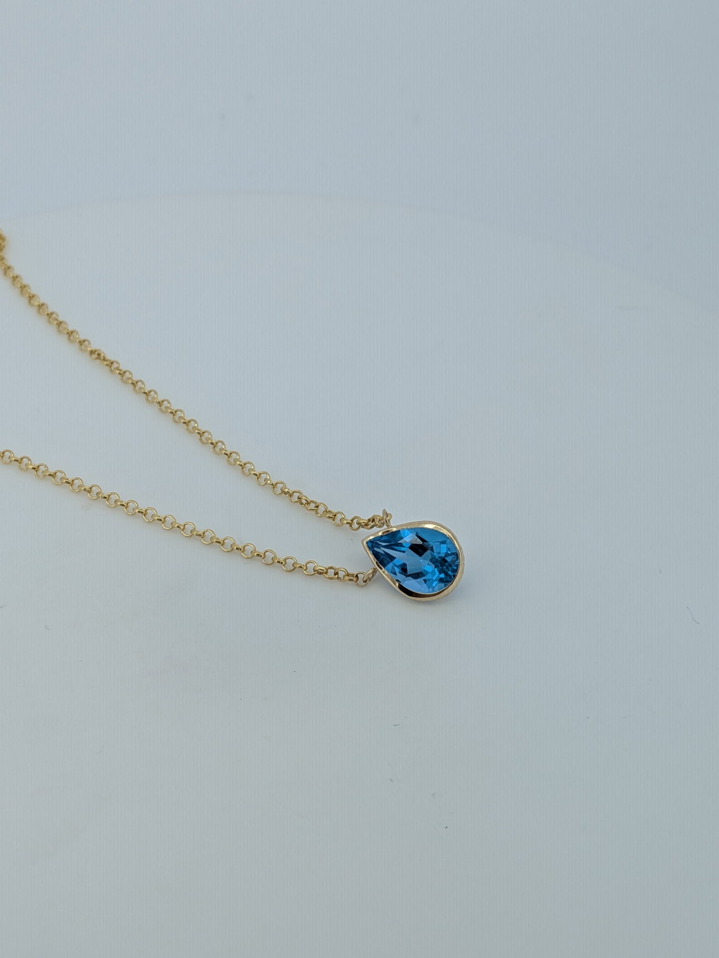 Bezel-Set Blue Topaz Necklace - 14K Yellow Gold