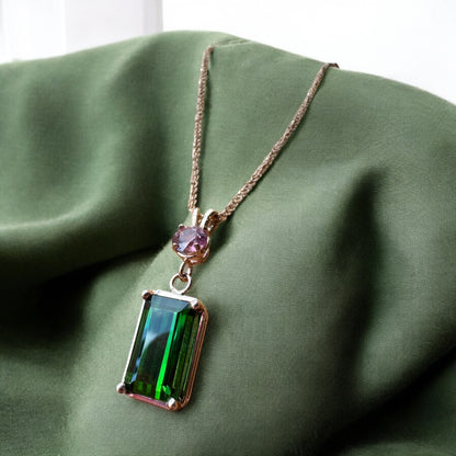 Pink and Green Tourmaline Drop Pendant - TJ Designer