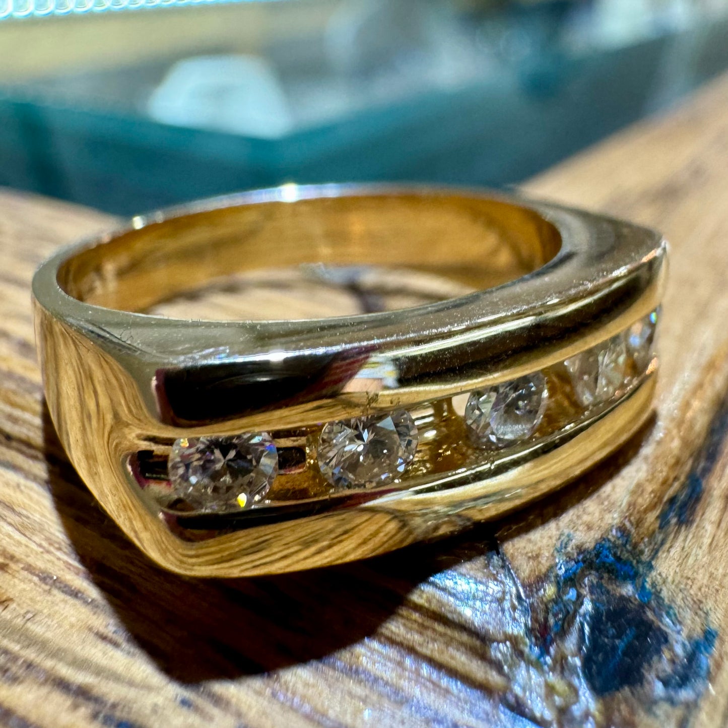 5-Stone Channel Set Diamond Band - 14K Yellow Gold
