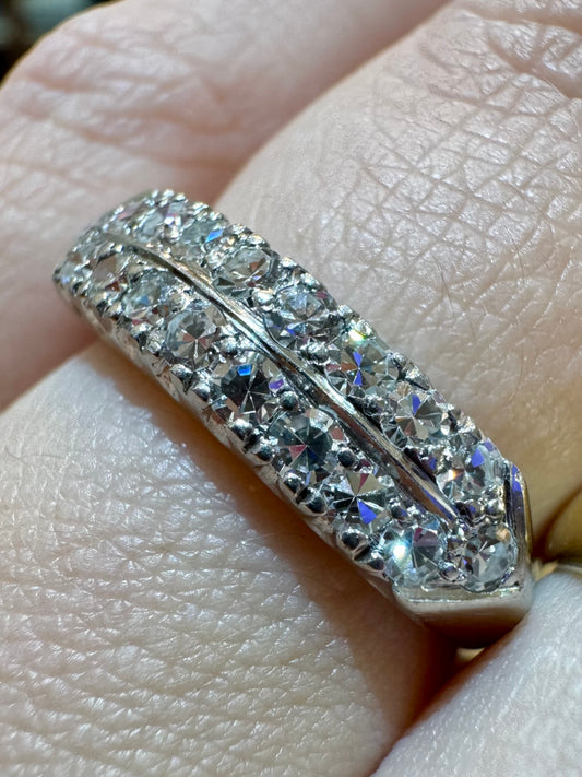 Platinum Single Cut Diamond Band - Art Deco