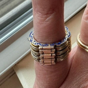 Antique 14K Gold Convertible Ring-to-Bracelet | Hand-Enameled & Engraved