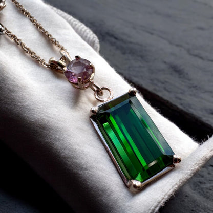 Pink and Green Tourmaline Drop Pendant - TJ Designer