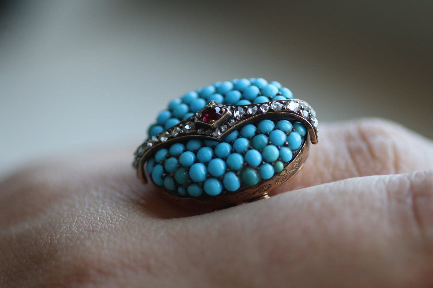 Turquoise Brooch Ring - Victorian Era