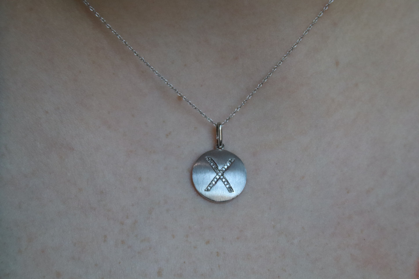 Diamond X Necklace - 10K White Gold