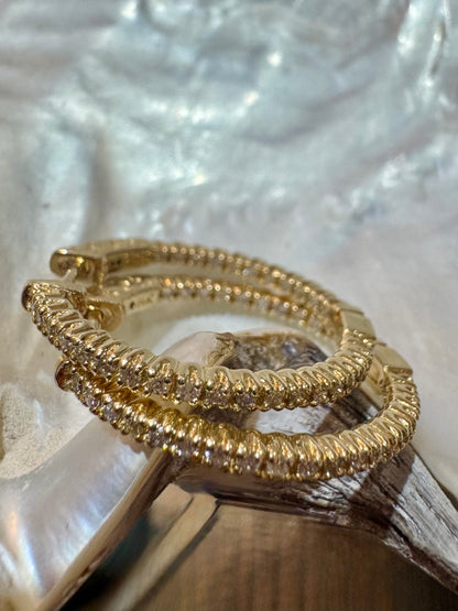 0.60ctw Diamond Hoop Earrings - 14K Yellow Gold