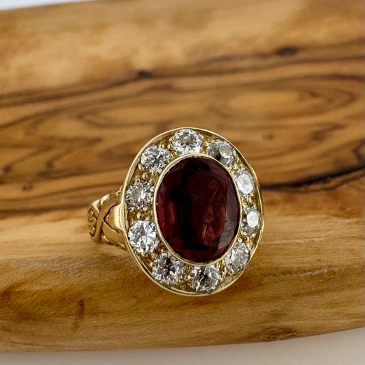 Ruby and Diamond Poison Ring - 14K Yellow Gold