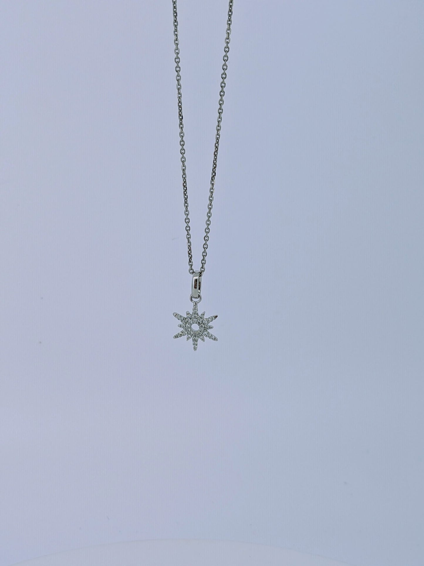 Diamond Starburst Necklace - 14K White Gold