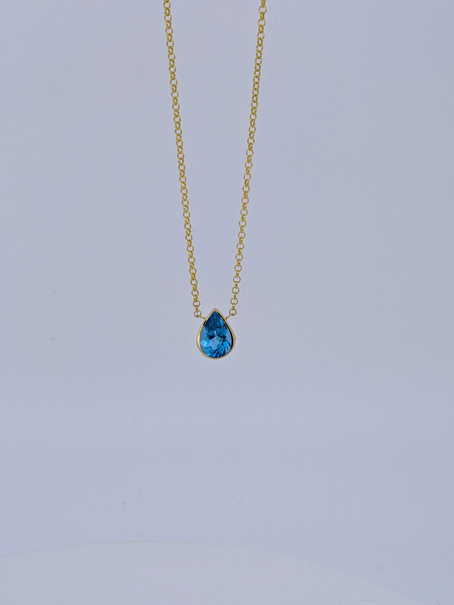 Bezel-Set Blue Topaz Necklace - 14K Yellow Gold