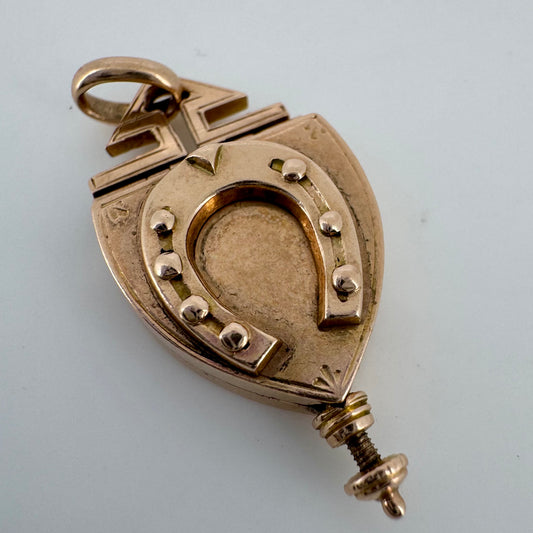14K Gold Horseshoe Locket - Victorian Era