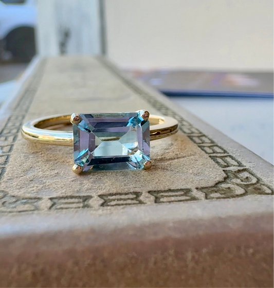 Aquamarine Ring - Emerald Cut