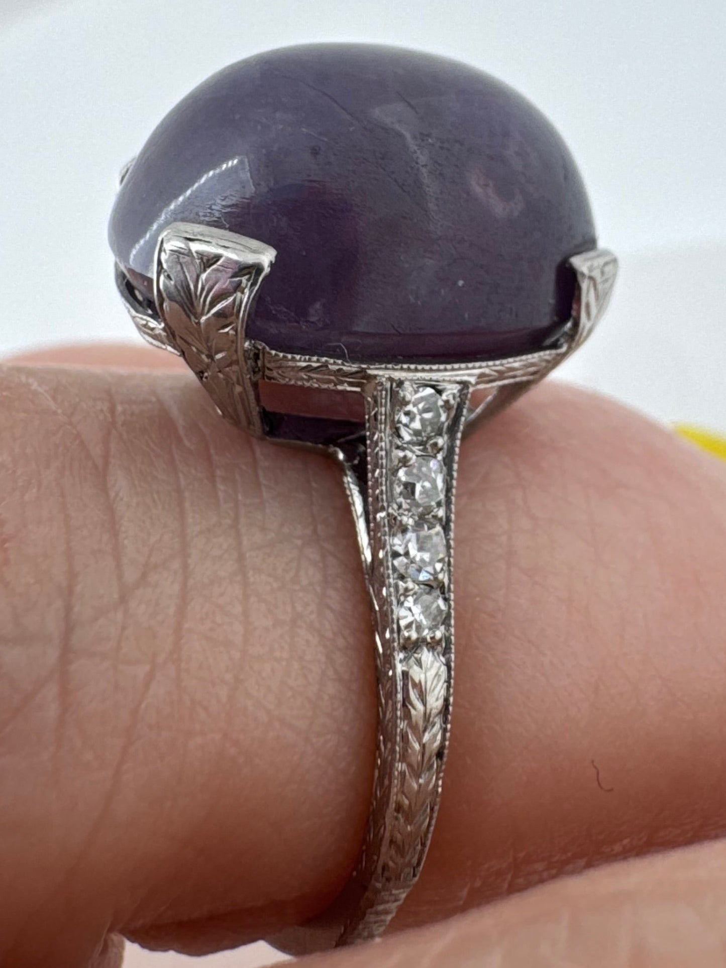 Platinum Star Sapphire Ring - Art Deco Era