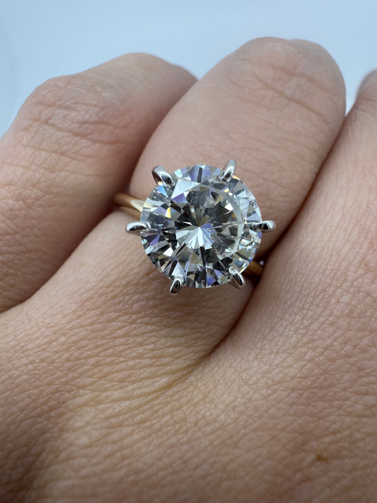 3.00ct Round Brilliant Cut Solitaire Ring - 14K Two Tone