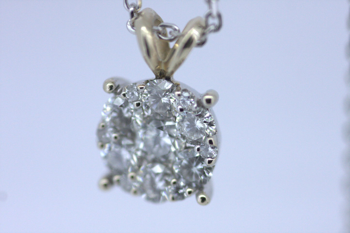 1ctw Diamonds Cluster Pendant - 14K White Gold