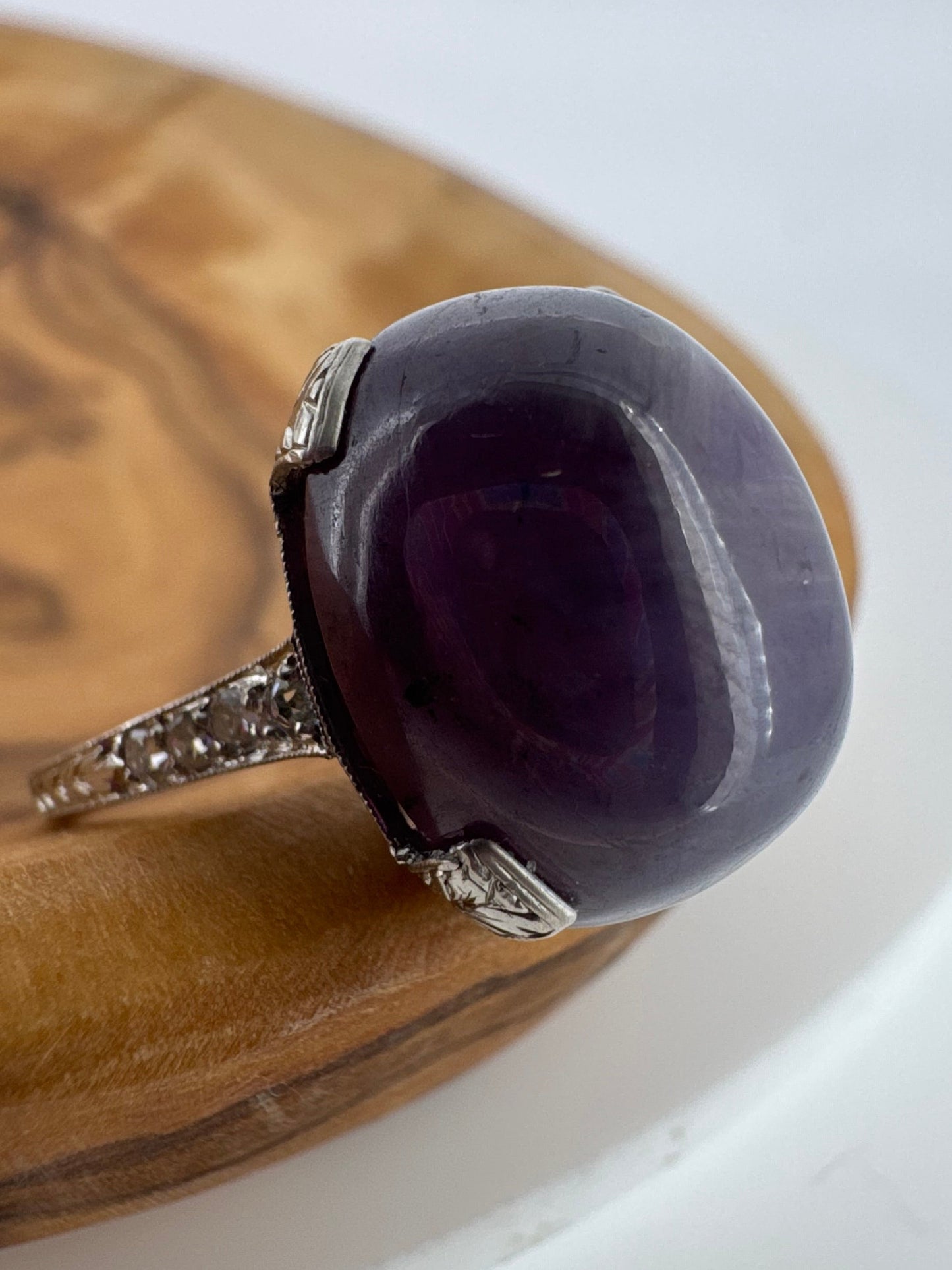 Platinum Star Sapphire Ring - Art Deco Era