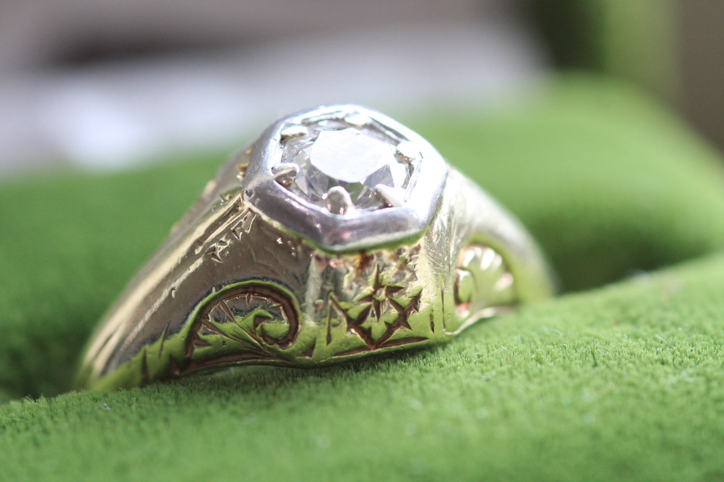 0.43ct European Cut Diamond Solitaire Ring - 14K Two Tone