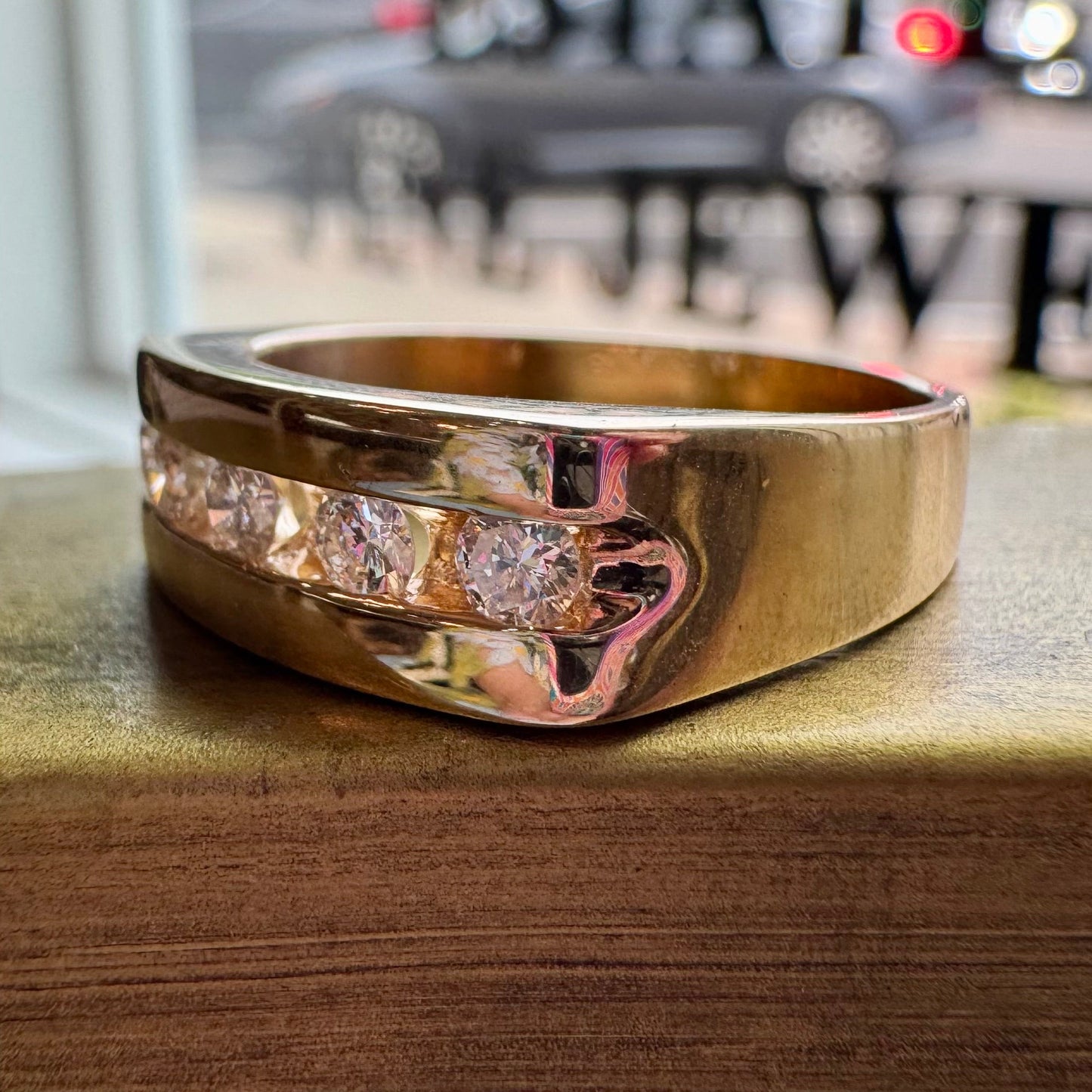 5-Stone Channel Set Diamond Band - 14K Yellow Gold