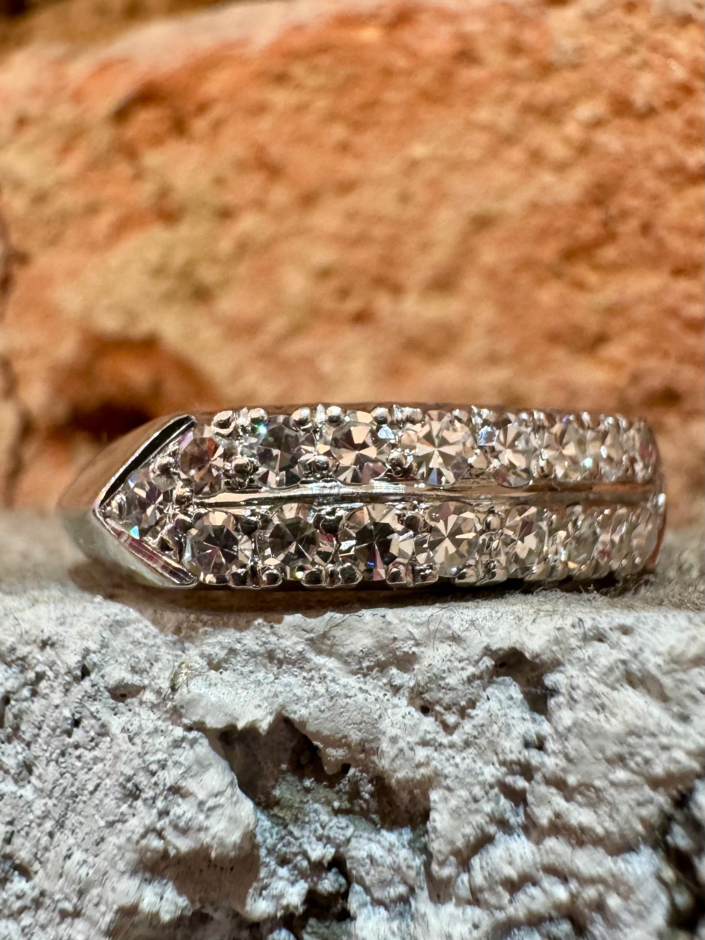 Platinum Single Cut Diamond Band - Art Deco