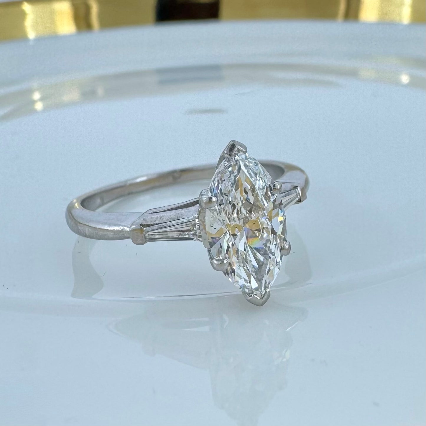 1.25ct Marquis Diamond Engagement Ring - Platinum