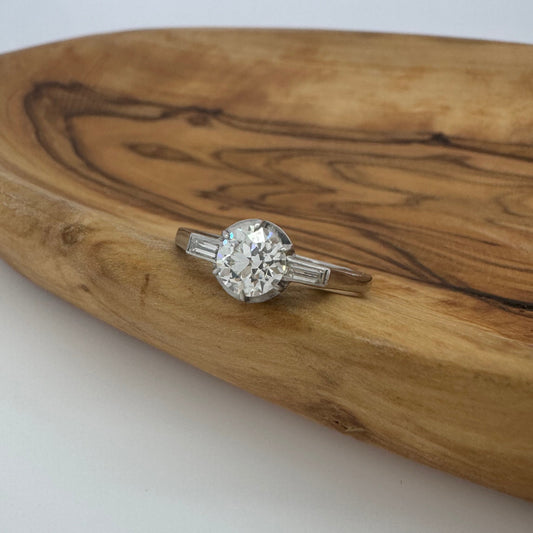 European Cut Diamond Engagement Ring - Art Deco Era