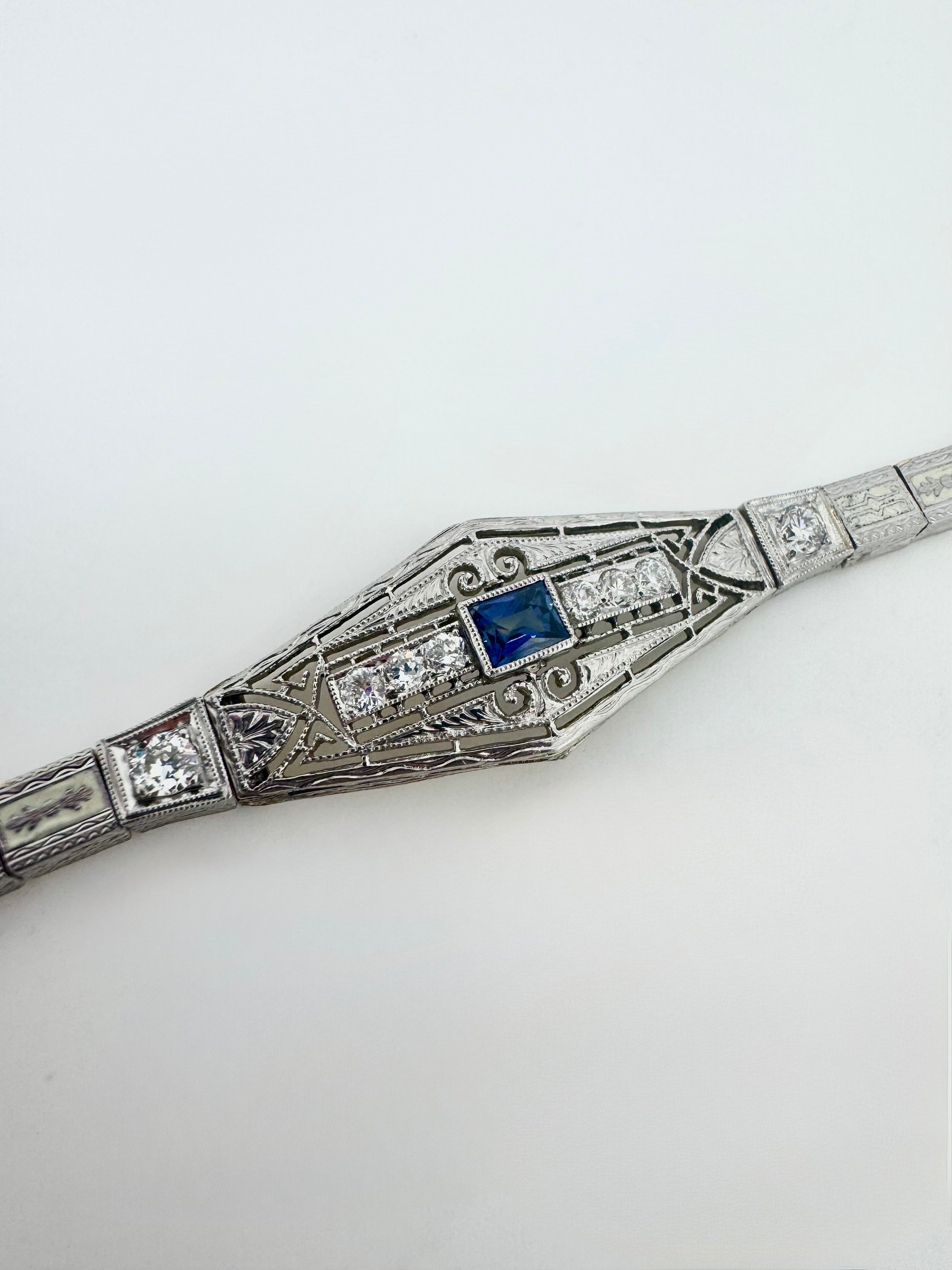 Diamond and Sapphire Filigree Bracelet - Art Deco Era – Tillis Jewelry