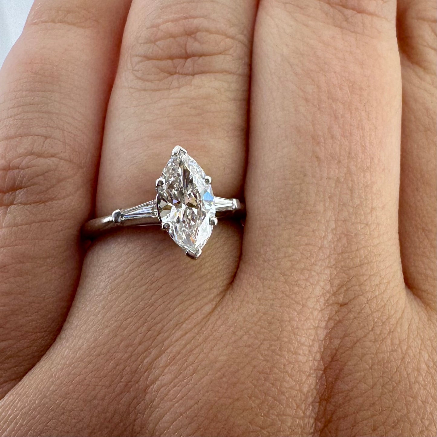 1.25ct Marquis Diamond Engagement Ring - Platinum