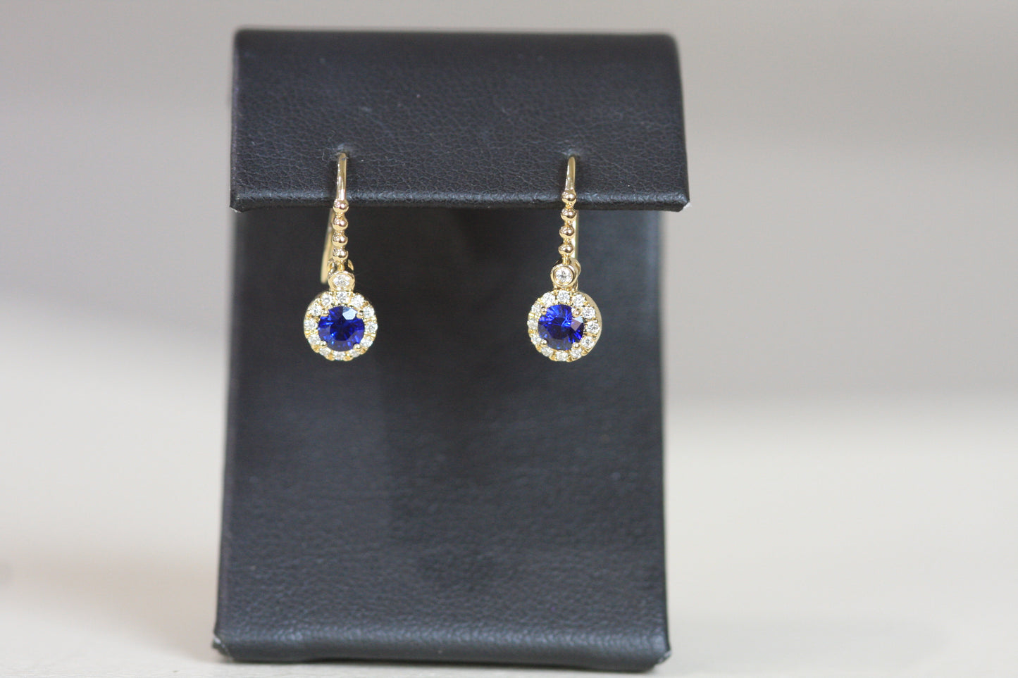 Sapphire and Diamond Drop Earrings - 14K Yellow Gold