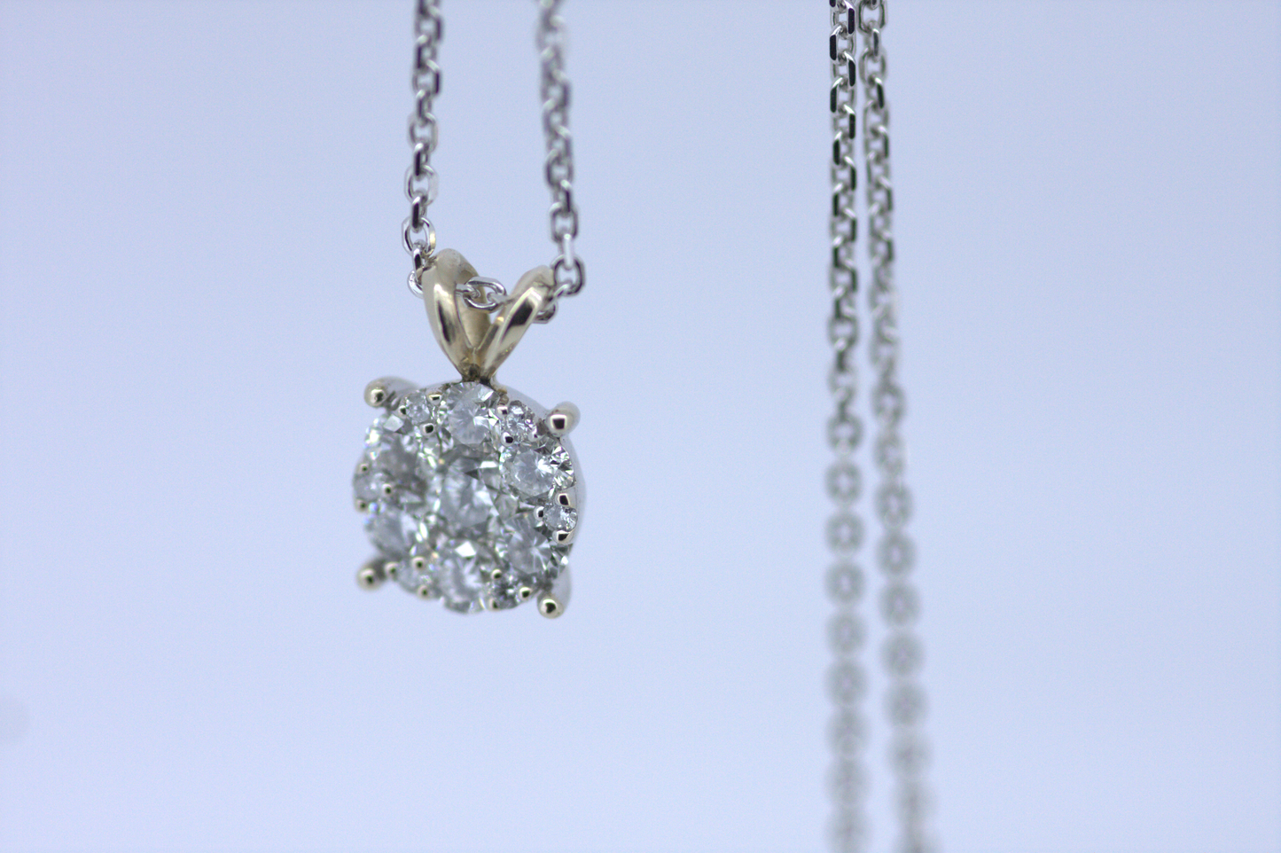 1ctw Diamonds Cluster Pendant - 14K White Gold