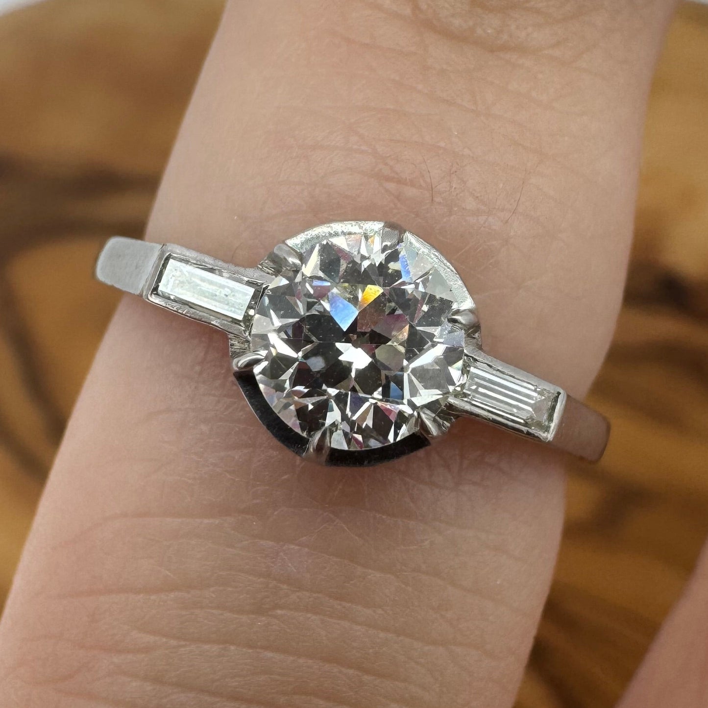 European Cut Diamond Engagement Ring - Art Deco Era