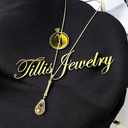 Mine-Cut Diamond Filigree Pendant - 10K Yellow Gold