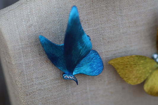 White Sapphire Butterfly Brooch - Blue Titanium