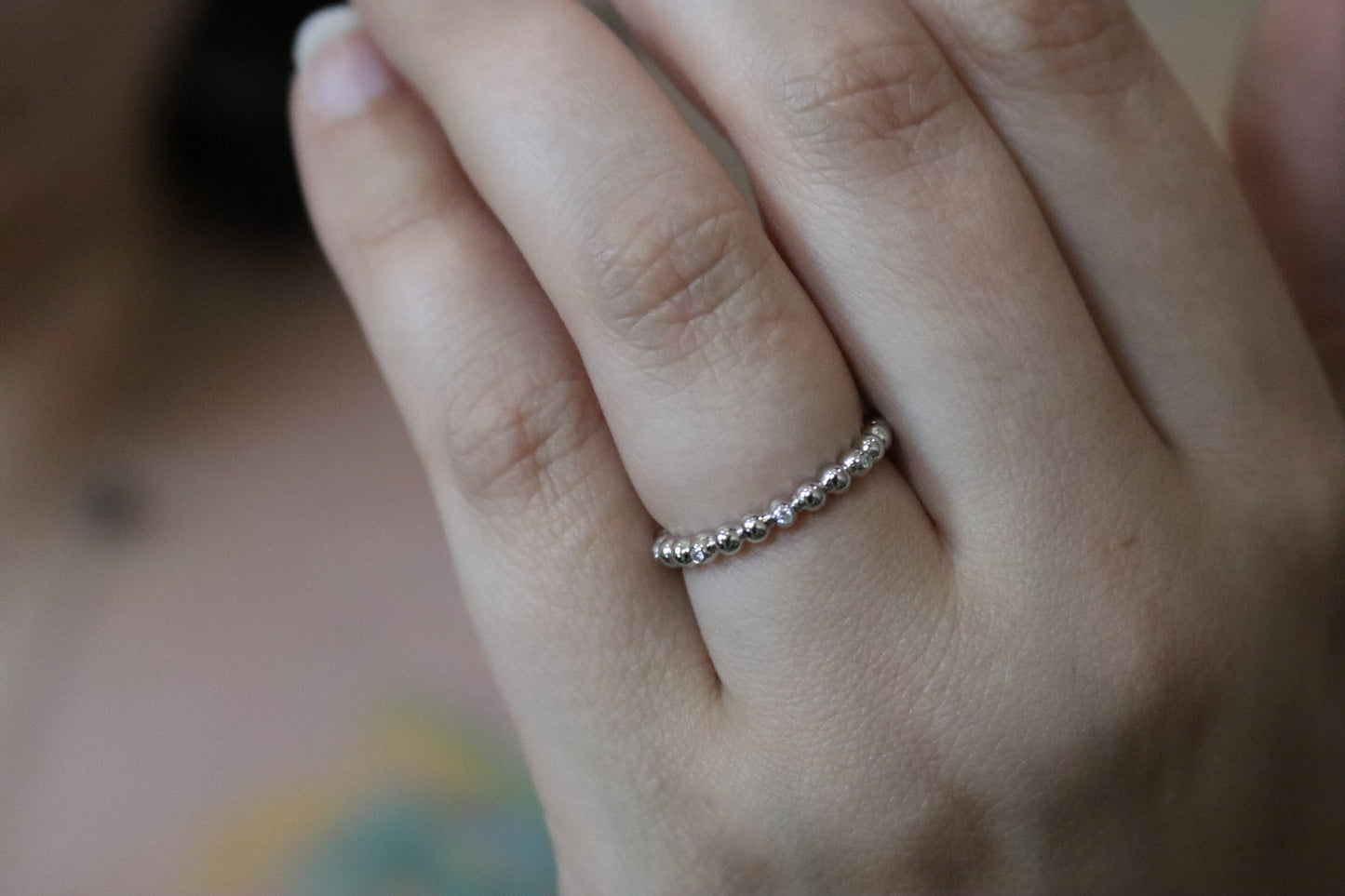 Beaded Diamond Band - 14K White Gold
