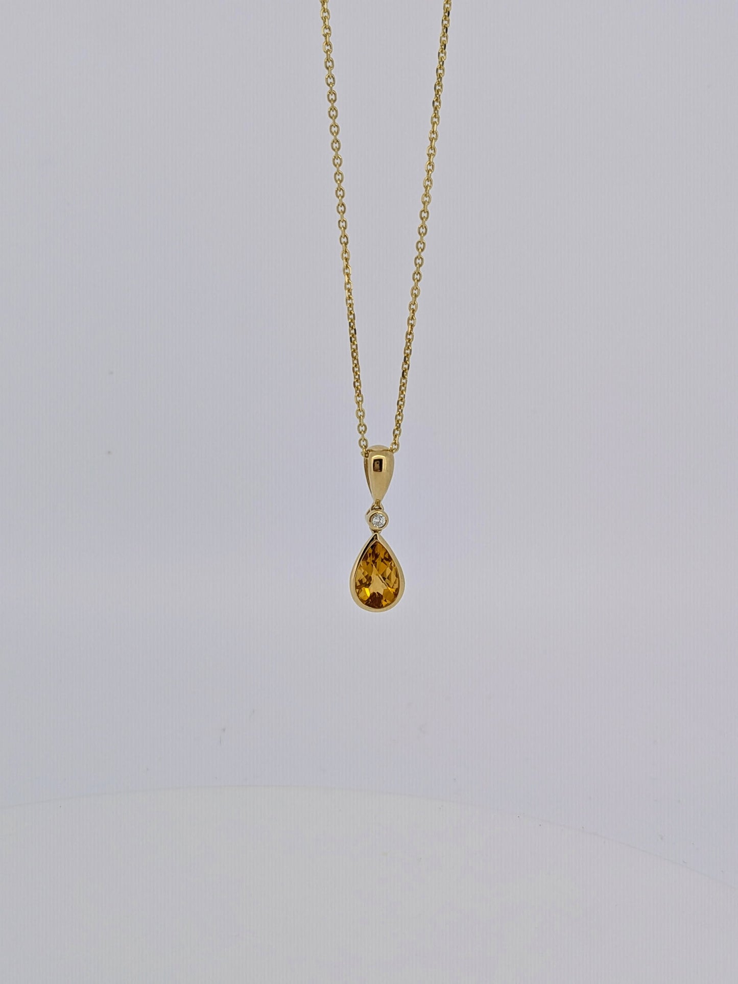 Pear Shape Citrine Necklace - 14K Yellow Gold