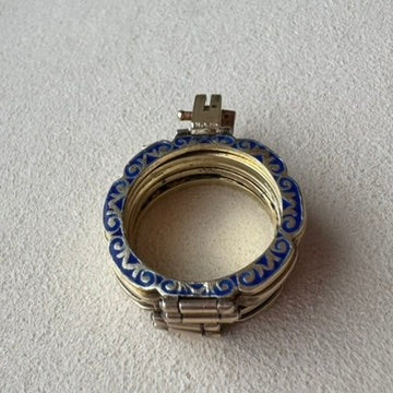 Antique 14K Gold Convertible Ring-to-Bracelet | Hand-Enameled & Engraved