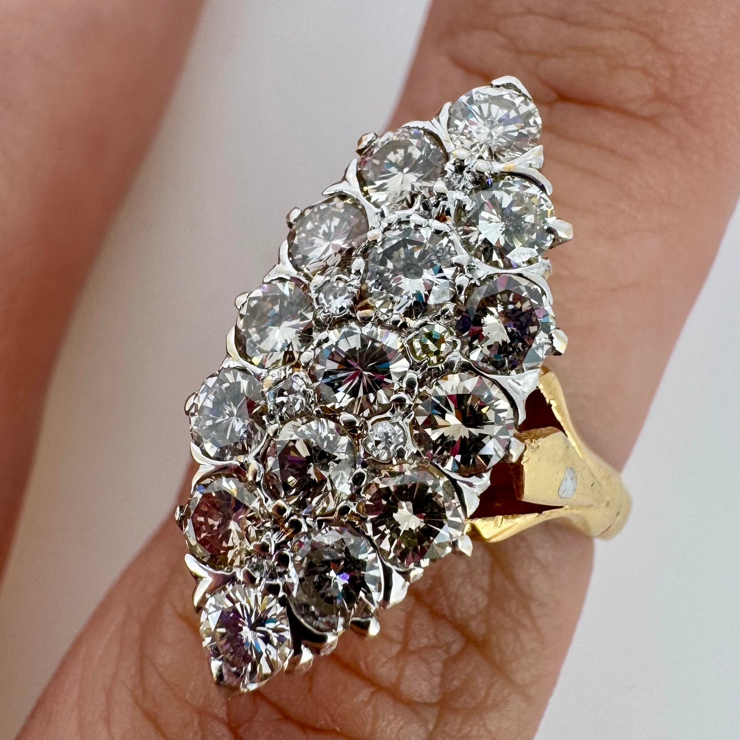 Diamond Navette Ring - 18K Yellow Gold