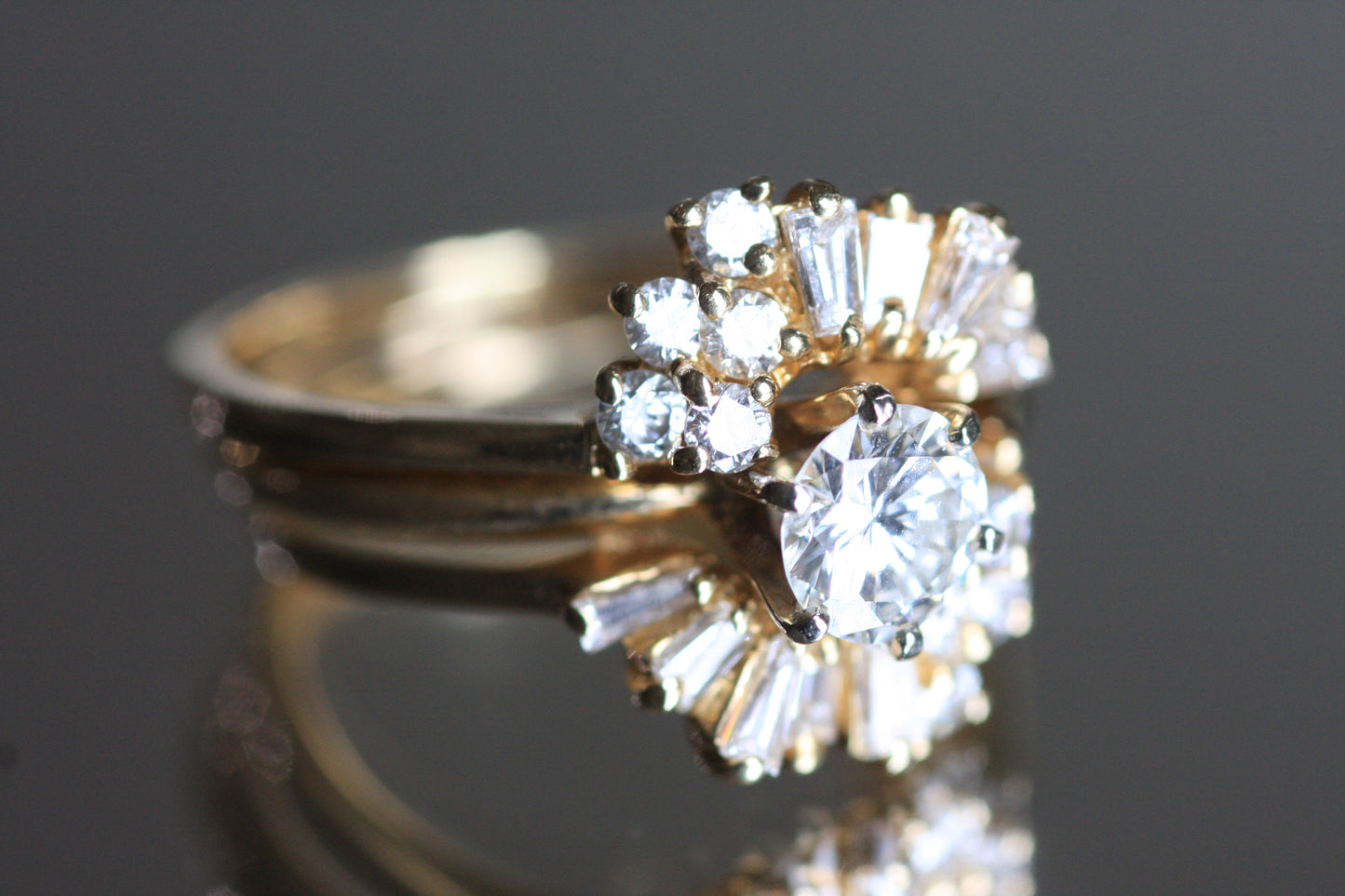 Asymmetrical Diamond Contour Bands - 14K Yellow Gold