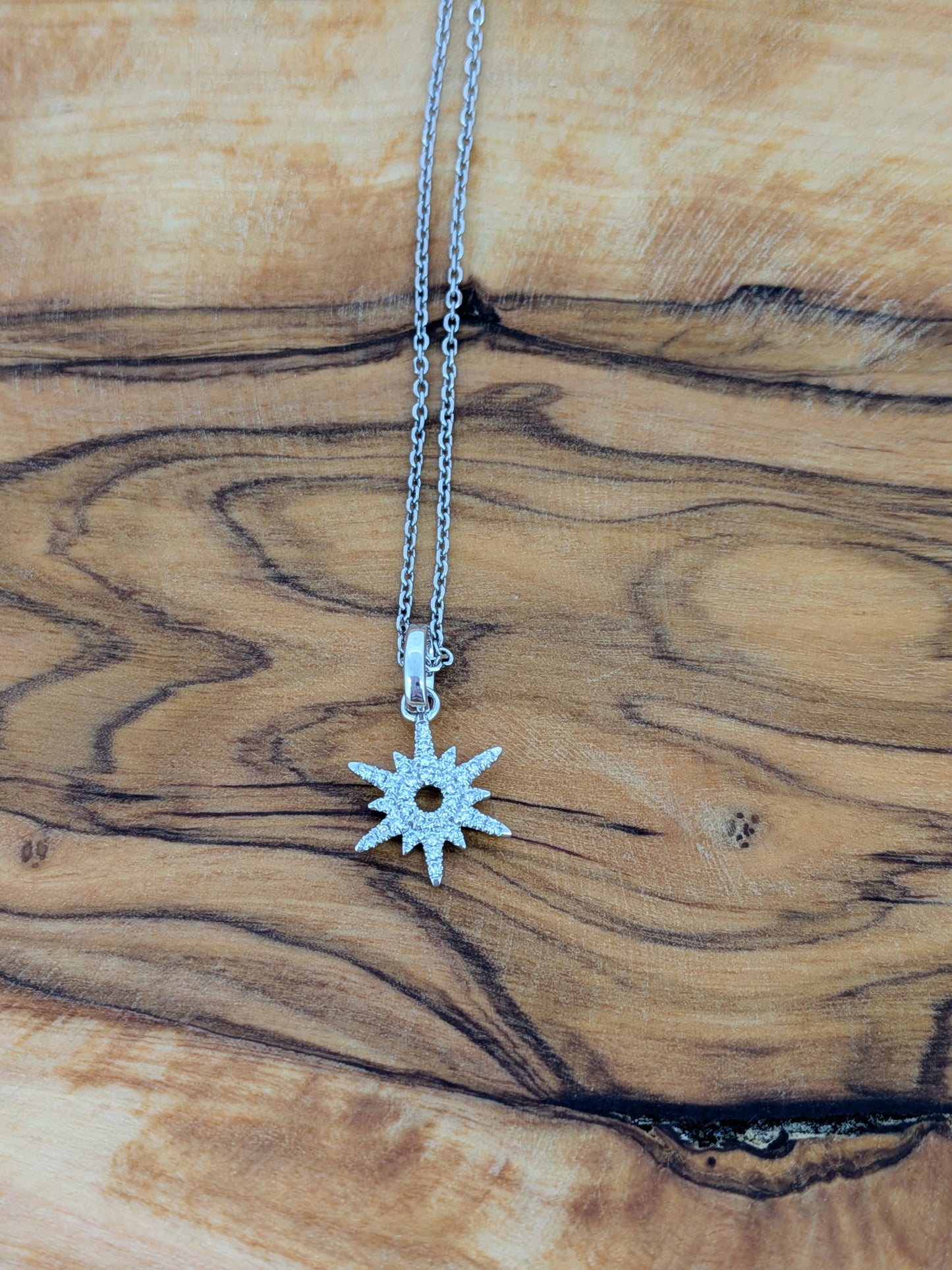 Diamond Starburst Necklace - 14K White Gold