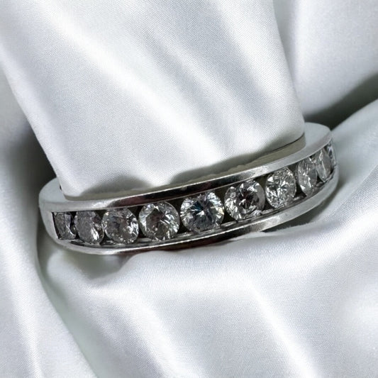 10-Stone Channel-Set Anniversary Band - 14K White Gold