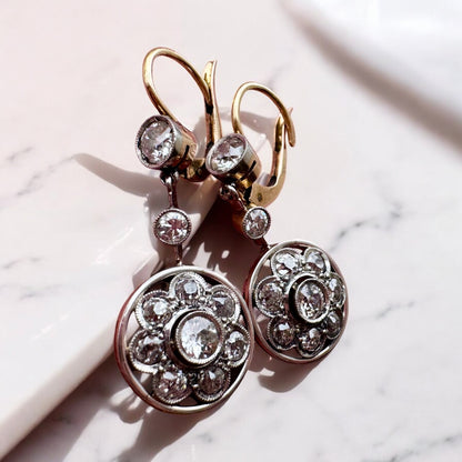 Old Mine Cut Diamond Earrings - Edwardian Period