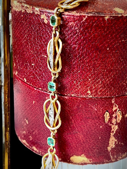Two-Tone Emerald and Diamond Bracelet - Victorian Era
