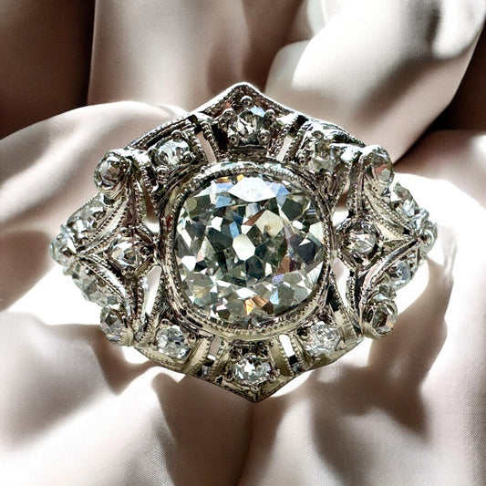 1.46ct Old European Cut Diamond Ring - Art Deco
