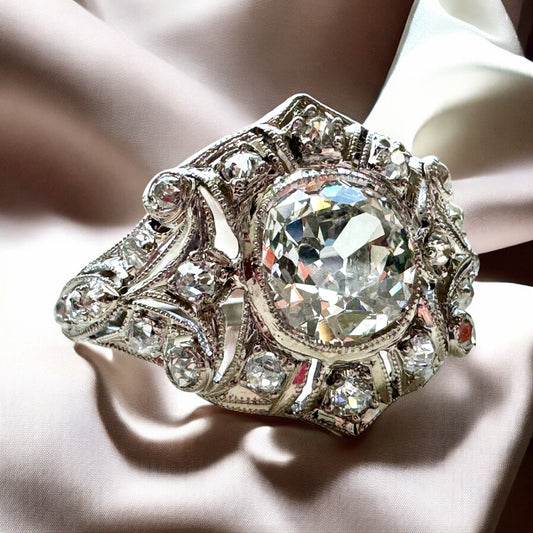 1.46ct Old European Cut Diamond Ring - Art Deco